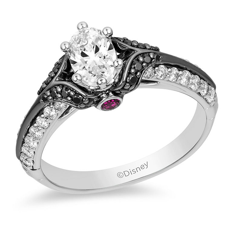 Enchanted Disney Villains Evil Queen 1.00 CT. T.W. Oval Diamond Engagement Ring in 14K White Gold with Black Rhodium|Peoples Jewellers