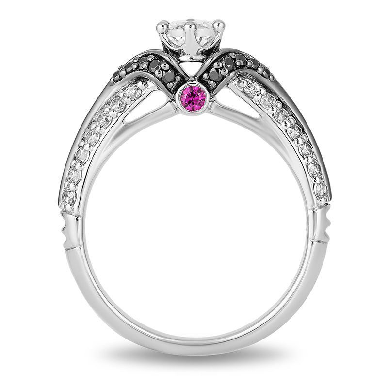Enchanted Disney Villains Evil Queen 1.00 CT. T.W. Oval Diamond Engagement Ring in 14K White Gold with Black Rhodium