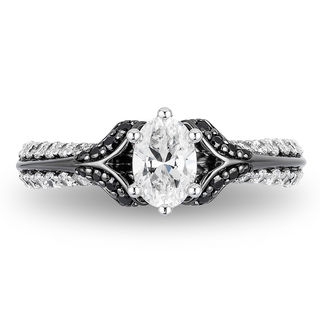 Enchanted Disney Villains Evil Queen 1.00 CT. T.W. Oval Diamond Engagement Ring in 14K White Gold with Black Rhodium