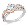 Thumbnail Image 1 of Enchanted Disney Aurora 1.00 CT. T.W. Princess-Cut Diamond Tilted Bypass Frame Engagement Ring in 14K Two-Tone Gold
