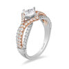 Thumbnail Image 2 of Enchanted Disney Aurora 1.00 CT. T.W. Princess-Cut Diamond Tilted Bypass Frame Engagement Ring in 14K Two-Tone Gold