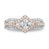 Thumbnail Image 4 of Enchanted Disney Aurora 1.00 CT. T.W. Princess-Cut Diamond Tilted Bypass Frame Engagement Ring in 14K Two-Tone Gold