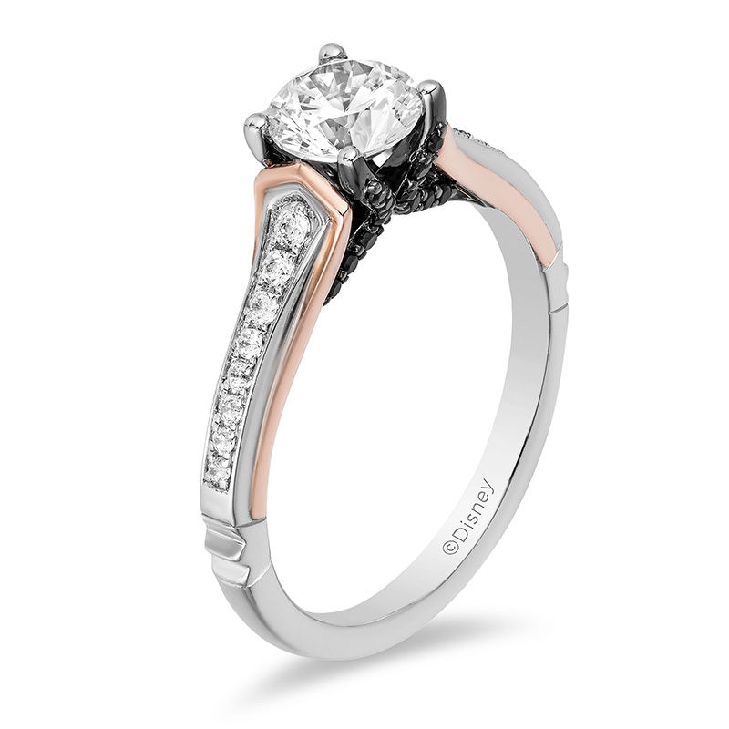 Main Image 2 of Enchanted Disney Villains Maleficent 1.00 CT. T.W. Enhanced Black and White Diamond Engagement Ring in 14K Two-Tone Gold