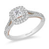 Thumbnail Image 1 of Enchanted Disney Belle 0.69 CT. T.W. Princess-Cut Diamond Double Frame Rose Engagement Ring in 14K Two-Tone Gold