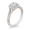 Thumbnail Image 2 of Enchanted Disney Belle 0.69 CT. T.W. Princess-Cut Diamond Double Frame Rose Engagement Ring in 14K Two-Tone Gold