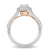 Thumbnail Image 3 of Enchanted Disney Belle 0.69 CT. T.W. Princess-Cut Diamond Double Frame Rose Engagement Ring in 14K Two-Tone Gold