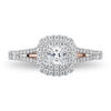 Thumbnail Image 4 of Enchanted Disney Belle 0.69 CT. T.W. Princess-Cut Diamond Double Frame Rose Engagement Ring in 14K Two-Tone Gold