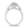 Thumbnail Image 2 of Enchanted Disney Aurora Oval Morganite and 0.69 CT. T.W. Diamond Scallop Frame Engagement Ring in 14K Two-Tone Gold