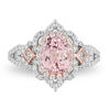 Thumbnail Image 3 of Enchanted Disney Aurora Oval Morganite and 0.69 CT. T.W. Diamond Scallop Frame Engagement Ring in 14K Two-Tone Gold