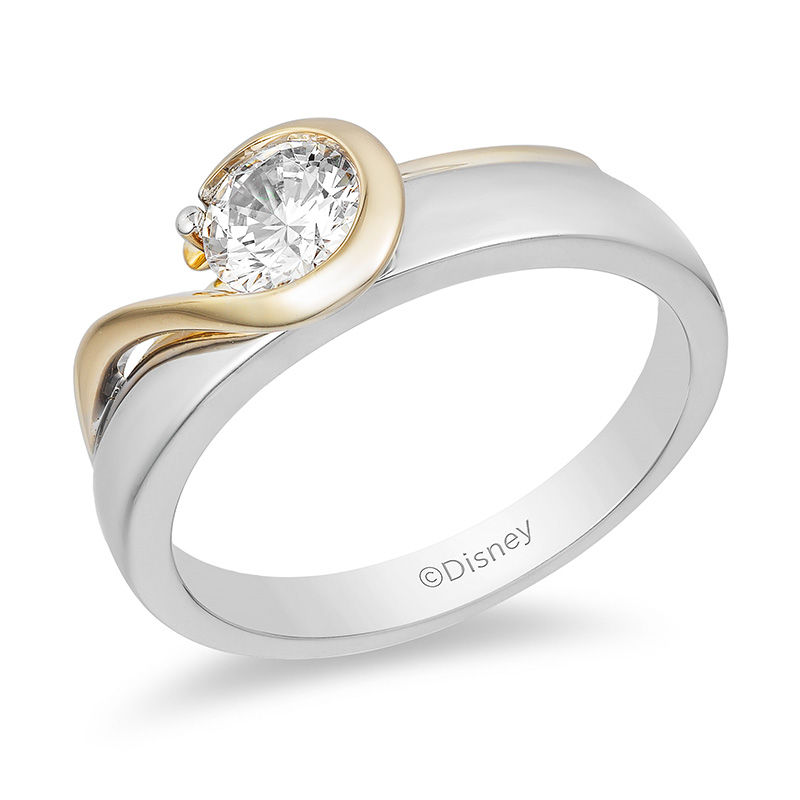 Main Image 1 of Enchanted Disney Villains Hook 0.51 CT. T.W. Diamond Solitaire Engagement Ring in 14K Two-Tone Gold