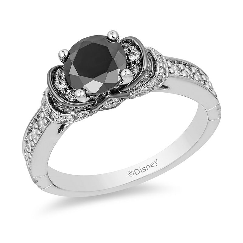 Enchanted Disney Villains Evil Queen 1.50 CT. T.W. Black and White Diamond Engagement Ring in 14K White Gold