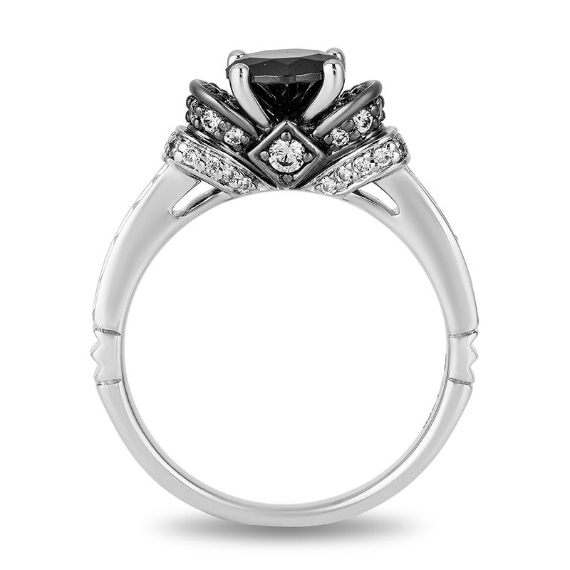 Enchanted Disney Villains Evil Queen 1.50 CT. T.W. Black and White Diamond Engagement Ring in 14K White Gold