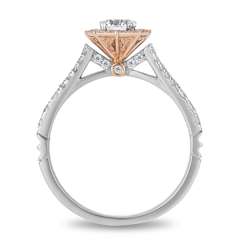 Main Image 3 of Enchanted Disney Mulan 0.75 CT. T.W. Diamond Frame Engagement Ring in 14K Two-Tone Gold
