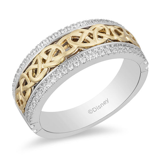 Enchanted Disney Men S 0 25 Ct T W Diamond Celtic Knot Centre T W Diamond Celtic Knot Centre Wedding Band In 14k Two