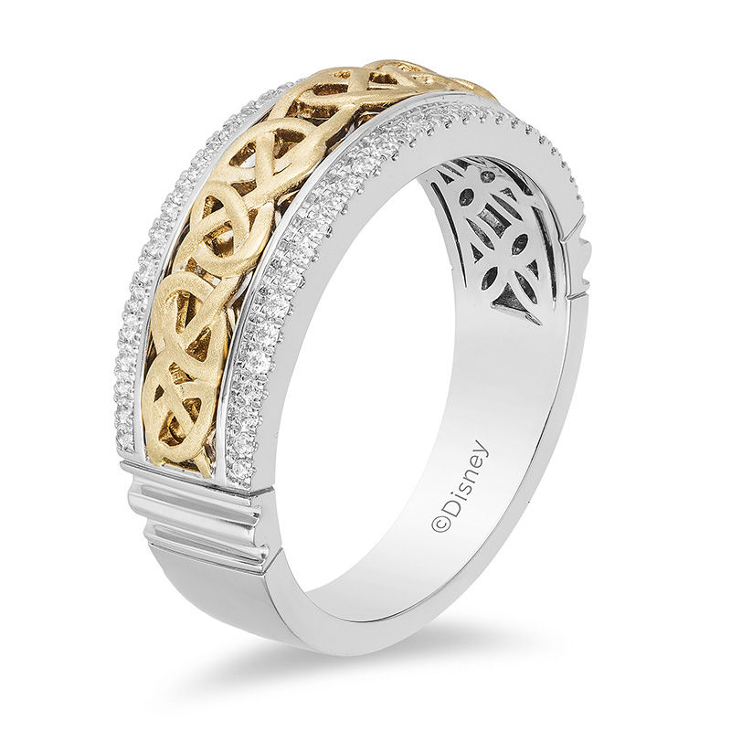 Enchanted Disney Men's 0.25 CT. T.W. Diamond Celtic Knot Centre Wedding Band in 14K Two-Tone Gold