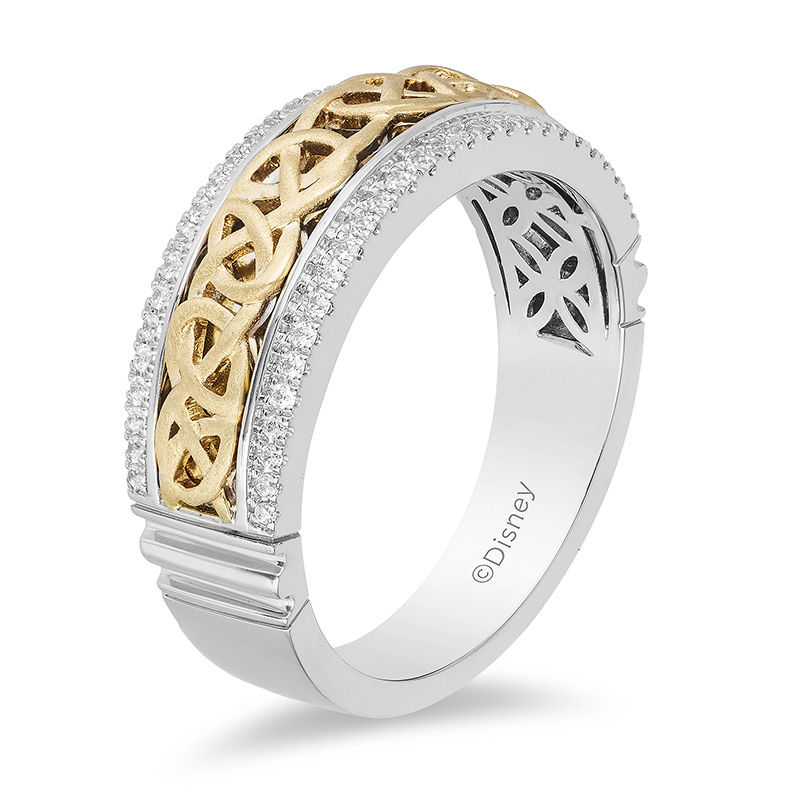 Enchanted Disney 0.25 CT. T.W. Diamond Celtic Knot Centre Wedding Band in 14K Two-Tone Gold