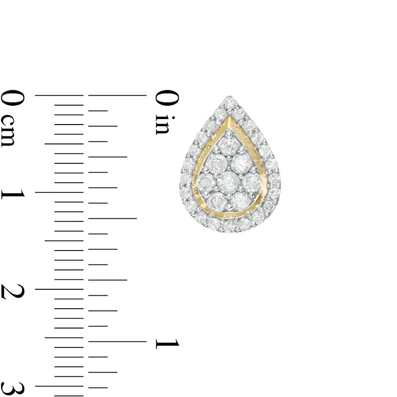 0.95 CT. T.W. Pear-Shaped Multi-Diamond Teardrop Frame Stud Earrings in 10K Gold