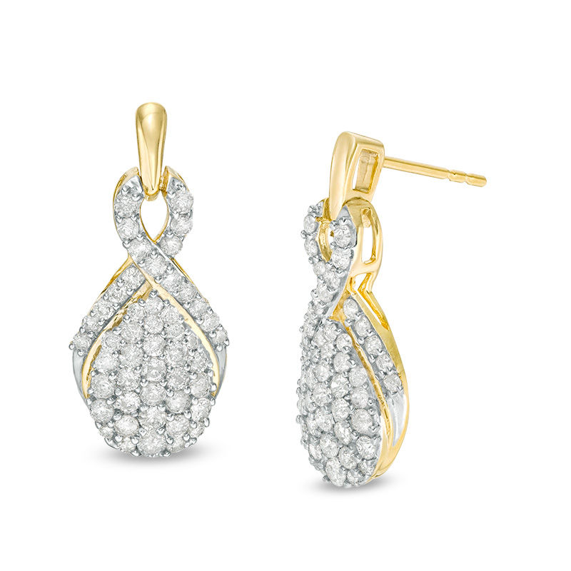 0.95 CT. T.W. Composite Diamond Pear-Shaped Drop Earrings in 10K Gold