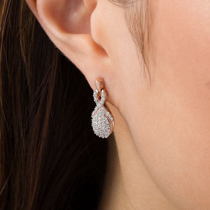 0.95 CT. T.W. Composite Diamond Pear-Shaped Drop Earrings in 10K Rose Gold
