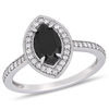 Thumbnail Image 0 of 1.23 CT. T.W. Marquise Enhanced Black and White Diamond Frame Vintage-Style Engagement Ring in 10K White Gold
