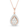 Thumbnail Image 0 of 0.95 CT. T.W. Composite Diamond Teardrop Frame Pendant in 10K Rose Gold