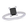 Thumbnail Image 1 of 1.10 CT. T.W. Emerald-Cut Enhanced Black and White Diamond Engagement Ring in 10K White Gold