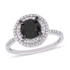 Thumbnail Image 0 of 1.59 CT. T.W. Enhanced Black and White Diamond Double Frame Engagement Ring in 14K White Gold
