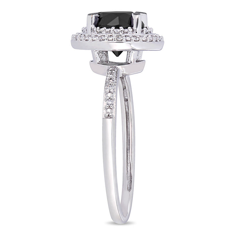 1.59 CT. T.W. Enhanced Black and White Diamond Double Frame Engagement Ring in 14K White Gold