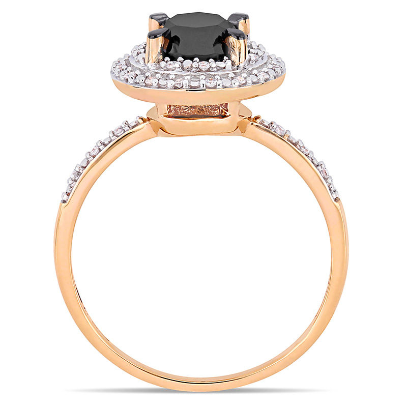 1.59 CT. T.W. Enhanced Black and White Diamond Double Frame Engagement Ring in 14K Rose Gold