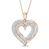 Thumbnail Image 0 of 0.45 CT. T.W. Baguette and Round Diamond Heart Pendant in 10K Rose Gold