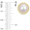 Thumbnail Image 3 of 10.5 - 11.0mm Button Cultured Freshwater Pearl Bead Frame Stud Earrings in 10K Gold