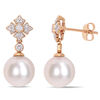 Thumbnail Image 0 of 9.5 - 10.0mm Cultured Freshwater Pearl and 0.21 CT. T.W. Diamond Vintage-Style Drop Earrings in 10K Rose Gold
