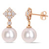 Thumbnail Image 1 of 9.5-10.0mm Freshwater Cultured Pearl and 0.21 CT. T.W. Diamond Vintage-Style Drop Earrings in 10K Rose Gold