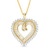 Thumbnail Image 0 of 0.95 CT. T.W. Diamond Sunburst Heart Pendant in 10K Gold