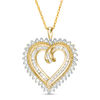 Thumbnail Image 1 of 0.95 CT. T.W. Diamond Sunburst Heart Pendant in 10K Gold