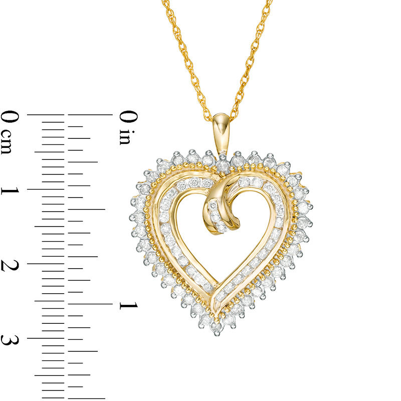 0.95 CT. T.W. Diamond Sunburst Heart Pendant in 10K Gold