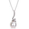11.0-12.0mm Freshwater Cultured Pearl and Diamond Accent Swirl Pendant in Sterling Silver