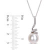 11.0-12.0mm Freshwater Cultured Pearl and Diamond Accent Swirl Pendant in Sterling Silver