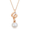 Thumbnail Image 0 of 7.0 - 7.5mm Cultured Freshwater Pearl and Diamond Accent Ribbon Pendant in 10K Rose Gold - 17"