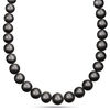 Thumbnail Image 0 of 13.0 - 14.0mm Black Cultured Tahitian Pearl Strand Necklace and 0.06 CT. T.W. Diamond Ball Clasp in 14K White Gold