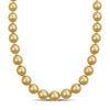 Thumbnail Image 0 of 10.0 - 12.5mm Golden Cream Cultured South Sea Pearl Strand Necklace and 0.06 CT. T.W. Diamond Ball Clasp in 14K Gold