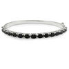 Thumbnail Image 1 of Sideways Oval Black Sapphire Line Bangle in Sterling Silver