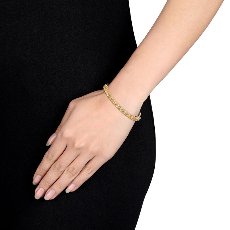 Main Image 2 of Sideways Oval Citrine Line Bangle in Sterling Silver with Yellow Rhodium
