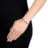 Thumbnail Image 3 of Sideways Oval Lab-Created Blue Sapphire Line Bangle in Sterling Silver