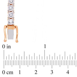 Oval Amethyst and White Topaz Line Bracelet in Sterling Silver with Rose Rhodium - 7.25"