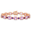 Thumbnail Image 1 of Alternating Amethyst Bracelet in Sterling Silver with Rose Rhodium - 7.25"