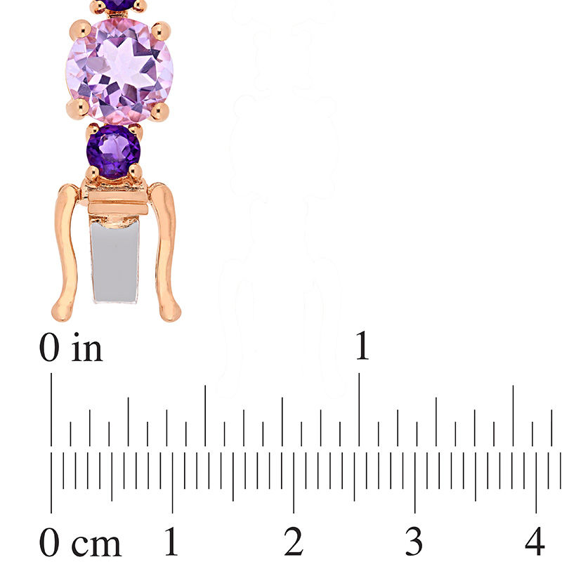 Alternating Amethyst Bracelet in Sterling Silver with Rose Rhodium - 7.25"