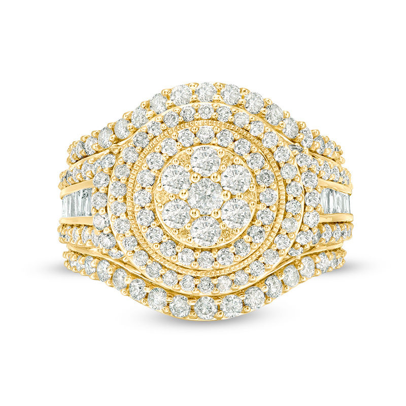 Main Image 3 of 2.00 CT. T.W. Composite Diamond Frame Multi-Row Vintage-Style Engagement Ring in 10K Gold