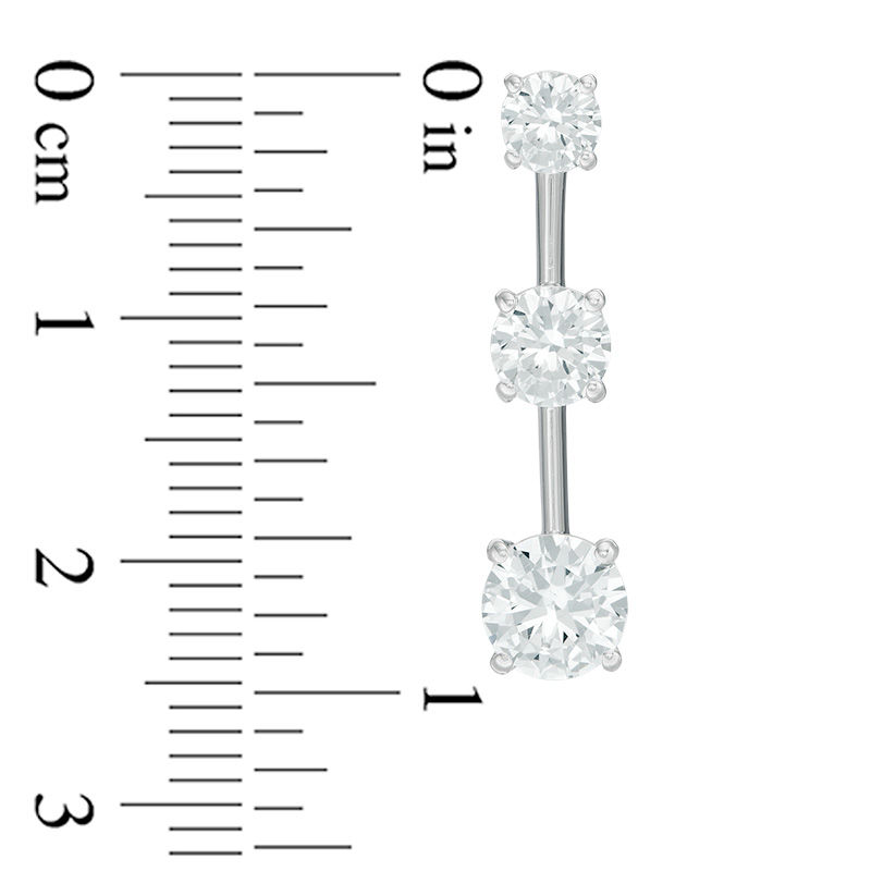 Lab-Created White Sapphire Three Stone Drop Earrings in Sterling Silver