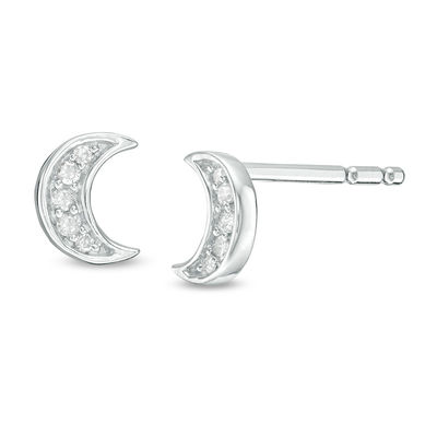 0.04 CT. T.W. Diamond Crescent Moon Stud Earrings in 10K White Gold